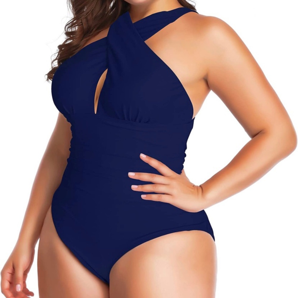 NWT Tummy Control Front Cross Backless One-piece Swimsuit Size XL